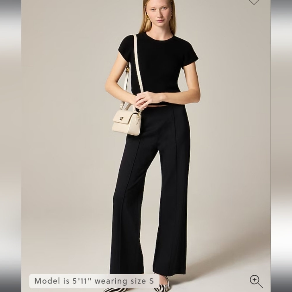 J.Crew Wide Leg Pants in Stretch Ponte, M, Black